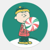 Charlie Brown Peppermint-Snoep Ronde Sticker (Voorkant)