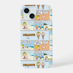 Charlie Brown & Sally ijs eten op het strand iPhone 15 Case