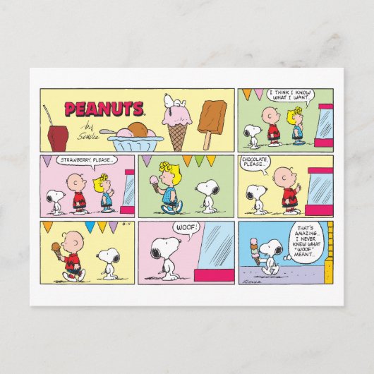 Charlie Brown, Snoopy en Sally | ijsje Briefkaart (Voorkant)