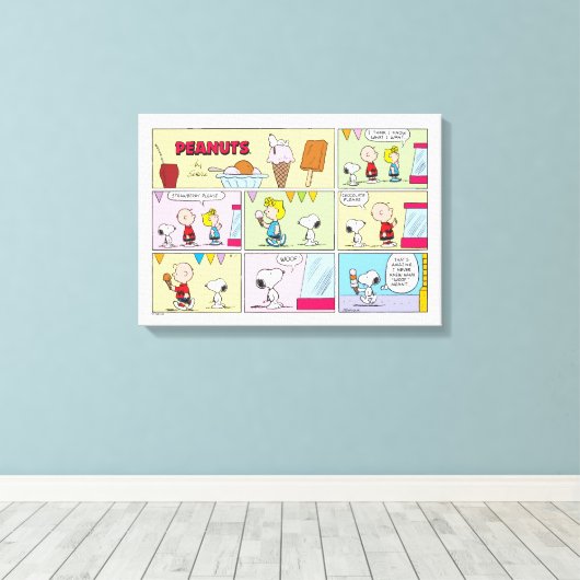 Charlie Brown, Snoopy en Sally | ijsje Canvas Afdruk (Insitu (Houten vloer))