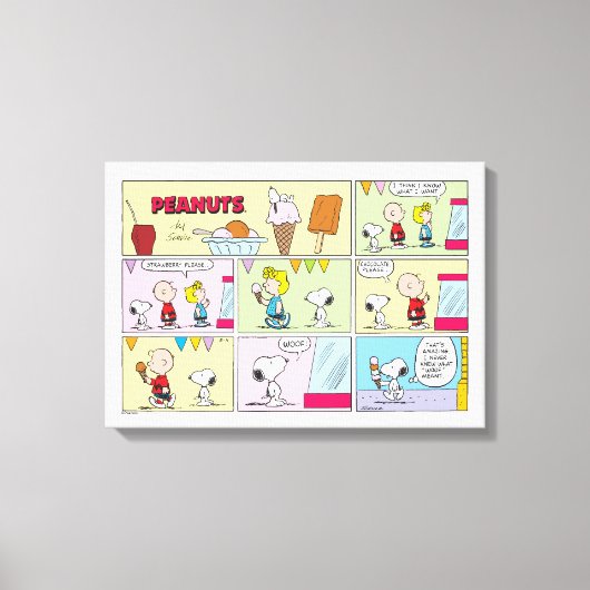 Charlie Brown, Snoopy en Sally | ijsje Canvas Afdruk (Voorkant)