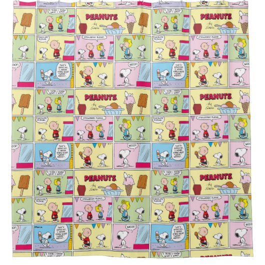 Charlie Brown, Snoopy en Sally | ijsje Douchegordijn (Voorkant)