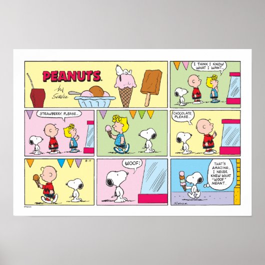 Charlie Brown, Snoopy en Sally | ijsje Poster (Voorkant)