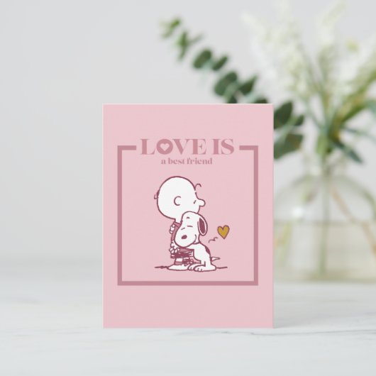 Charlie Brown & Snoopy - Liefde is een beste vrien Briefkaart (Staand voorkant)