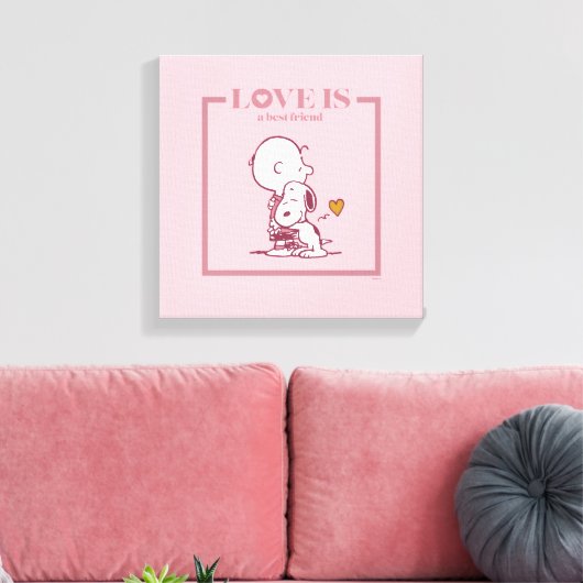 Charlie Brown & Snoopy - Liefde is een beste vrien Canvas Afdruk (Insitu (Woonkamer))
