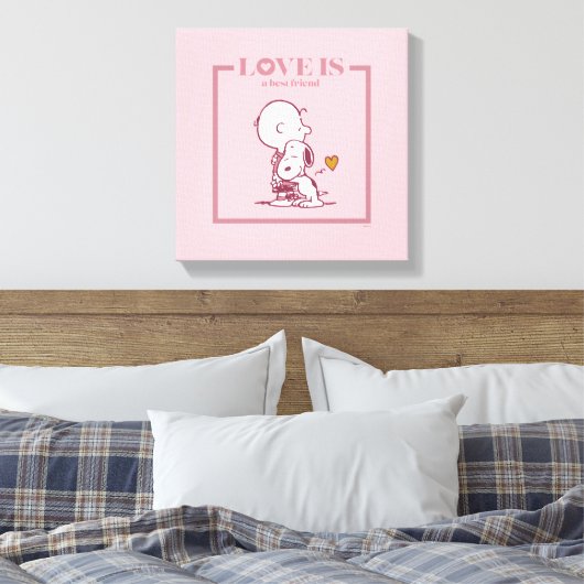 Charlie Brown & Snoopy - Liefde is een beste vrien Canvas Afdruk (Insitu (Slaapkamer))