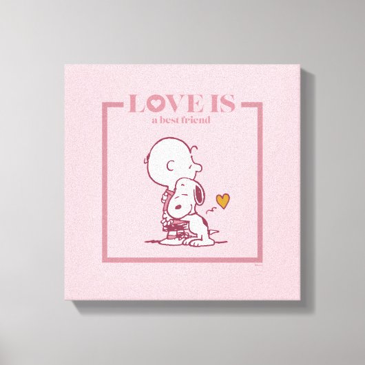 Charlie Brown & Snoopy - Liefde is een beste vrien Canvas Afdruk (Voorkant)