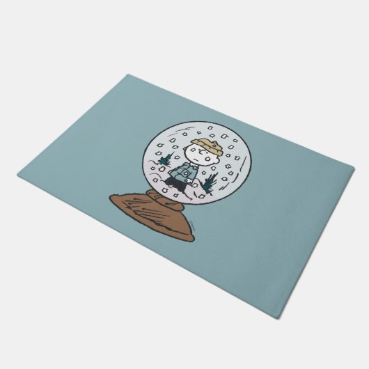 Charlie Brown Snow Wereldbol Graphic Deurmat (Schuin)