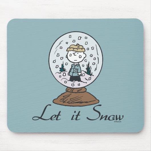 Charlie Brown Snow Wereldbol Graphic Muismat (Voorkant)
