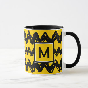 Charlie Brown Zig Zag Patroon   Uw monogram toevoe Mok