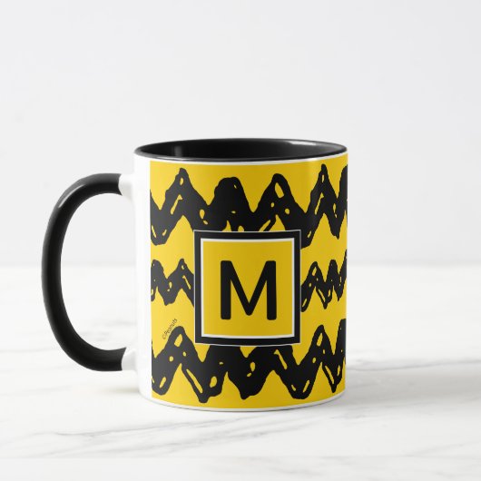 Charlie Brown Zig Zag Patroon | Uw monogram toevoe Mok (Links)