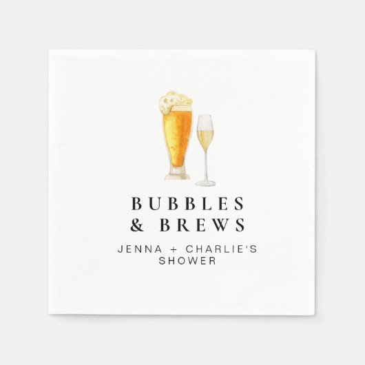 CHARLIE Bubbles & Brews Koppels Bruiloft Welkom Servet (Voorkant)