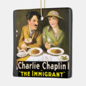 Charlie Chaplin / Het Immigrant Keramisch Ornament (Links)