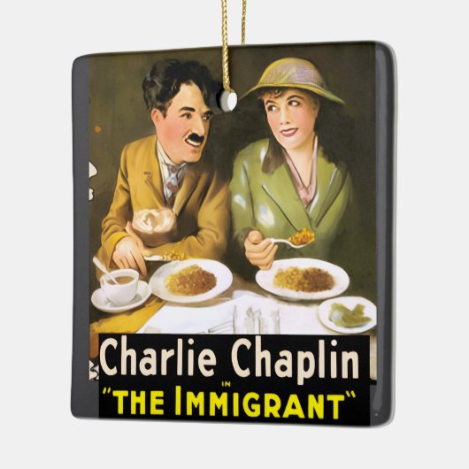 Charlie Chaplin / Het Immigrant Keramisch Ornament (Links)
