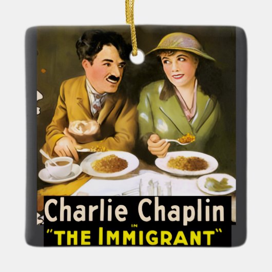 Charlie Chaplin / Het Immigrant Keramisch Ornament (Voorkant)