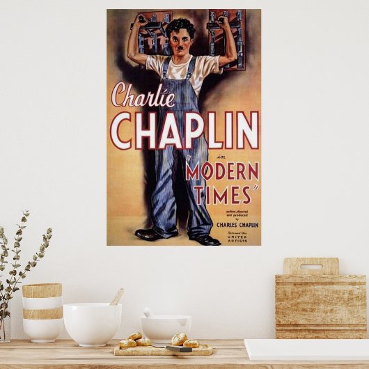 Charlie Chaplin Modern Times Movie Poster (Keuken)