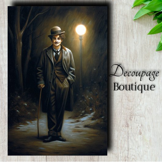Charlie Chaplin Portret Decoupage Tissuepapier