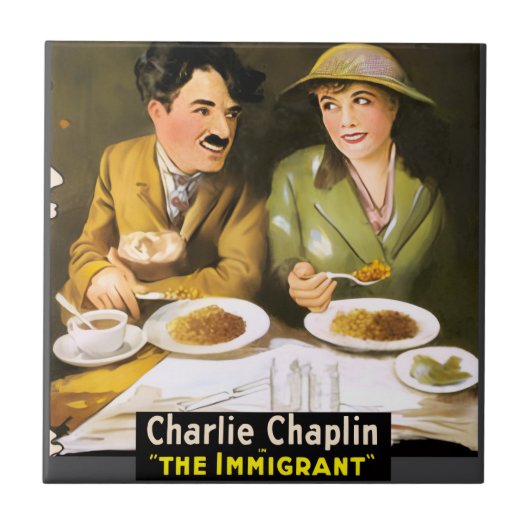 Charlie Chaplin/The Immigrant Ceramic Tile Tegeltje (Voorkant)