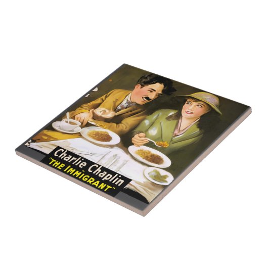 Charlie Chaplin/The Immigrant Ceramic Tile Tegeltje (Zijkant)