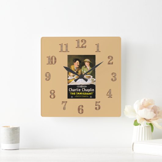 Charlie Chaplin/The Immigrant Wall Clock Vierkante Klok (Huis)