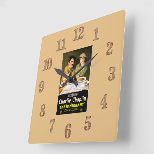 Charlie Chaplin/The Immigrant Wall Clock Vierkante Klok (Hoek)