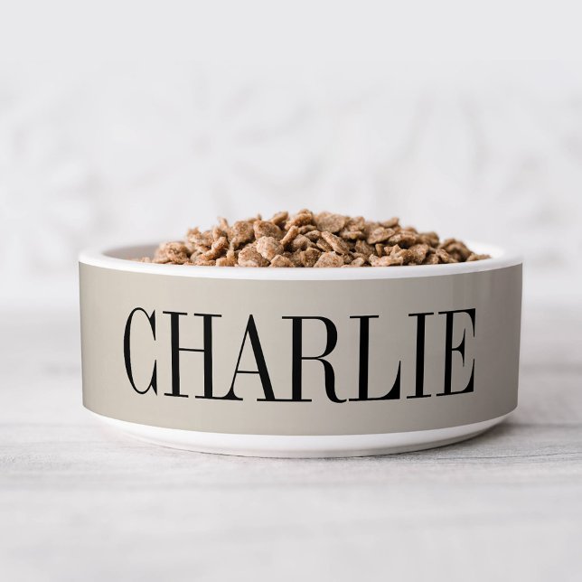 Charlie Classic Naam Monogram | Beige Voerbakje (Creator heeft geüpload)