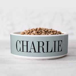Charlie Classic Naam Monogram | Lichtblauwe schaal Voerbakje