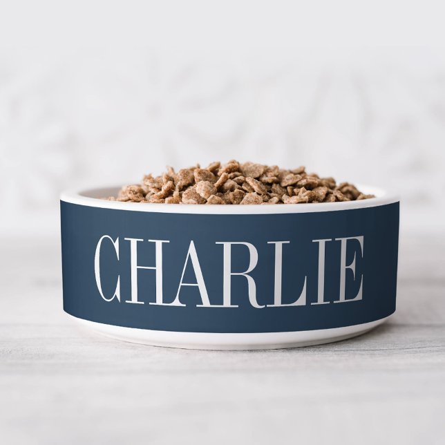 Charlie Classic Naam Monogram | Marineblauw Voerbakje (Creator heeft geüpload)