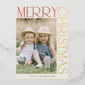 CHARLIE Cream Gold Folie Fun Foto Vrolijk Kerstfee Folie Feestdagenkaart (Voorkant)