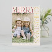 CHARLIE Cream Gold Folie Fun Foto Vrolijk Kerstfee Folie Feestdagenkaart (Staand Voorkant)