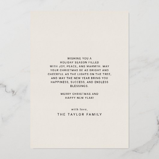 CHARLIE Cream Gold Folie Fun Foto Vrolijk Kerstfee Folie Feestdagenkaart (Achterkant)