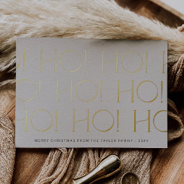 CHARLIE Cream Gold Folie Ho Ho Familie Kerstmis Feestdagenkaart