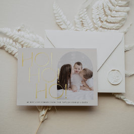 CHARLIE Cream Gold Folie Ho Ho Ho Foto Kerstmis Folie Feestdagenkaart