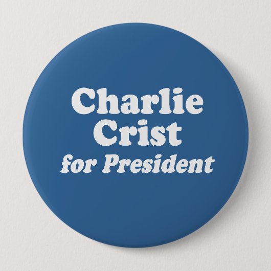 CHARLIE CRIST VOOR PRESIDENT RONDE BUTTON 4,0 CM (Voorkant)