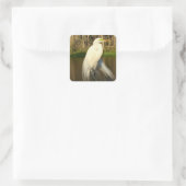 Charlie de Grote Zilverreiger Vierkante Sticker (Tas)