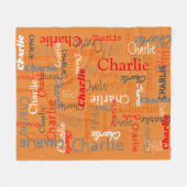 Charlie gepersonaliseerde naam sinaasappel rood gr fleece deken (Voorkant (Horizontaal))