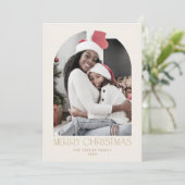 CHARLIE Gold Arch Xmas Photo Fun Vrolijk Kerstfees Feestdagenkaart (Staand voorkant)