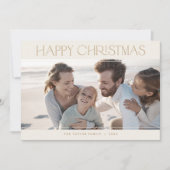 CHARLIE Gold Moderne Familiefoto Gelukkig Kerstfee Feestdagenkaart (Voorkant)