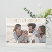 CHARLIE Gold Moderne Familiefoto Gelukkig Kerstfee Feestdagenkaart (Staand voorkant)