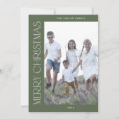 CHARLIE Green Familie Foto Boho Vrolijk Kerstfeest Feestdagenkaart (Voorkant)