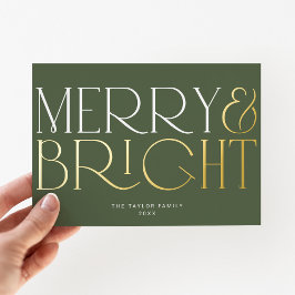 CHARLIE Green Folie Merry Bright Family Christmas Feestdagenkaart