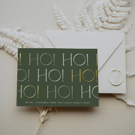 CHARLIE Green Gold Folie Ho Ho Familie Kerstmis Feestdagenkaart