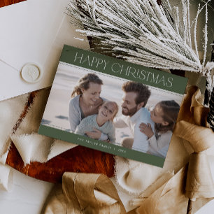 CHARLIE Green Moderne Familiefoto Gelukkig Kerstfe Feestdagenkaart
