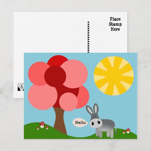 Charlie het Donkey-landschap Briefkaart (Voorkant / Achterkant)