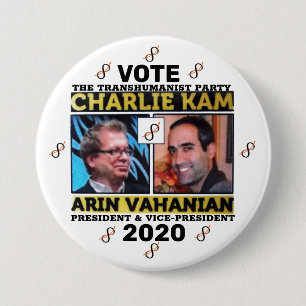 Charlie Kam / Arin Vahanian voor President 2020 Ronde Button 7,6 Cm