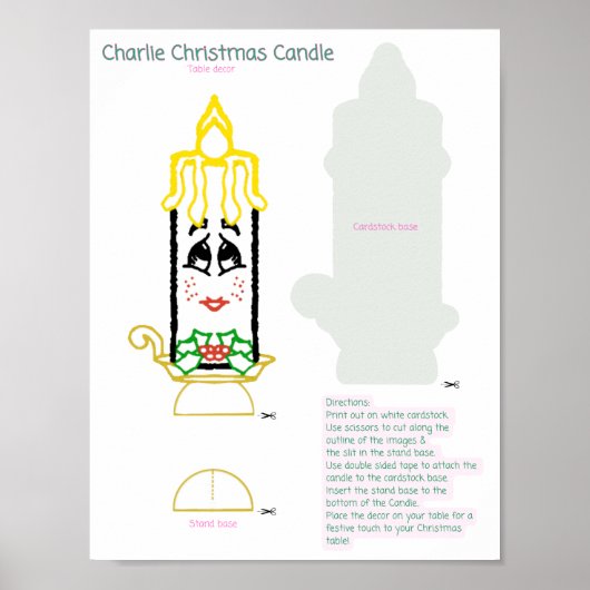 Charlie Kerstkaars tafel decor Poster (Voorkant)