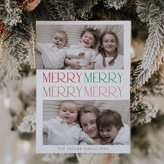 CHARLIE Kleurrijk 2 Foto Leuk Vrolijk Kerstfeest Feestdagenkaart