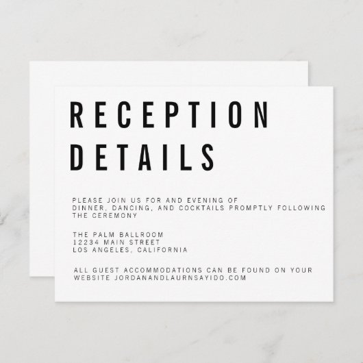 Charlie Minimalistische Bijlagekaart Informatiekaartje (Voorkant / Achterkant)