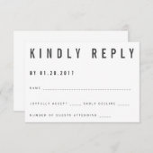 Charlie Minimalistische RSVP Kaart (Voorkant / Achterkant)