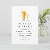 CHARLIE Modern Bubbles en Brews Verlovingsfeest Kaart (Staand voorkant)